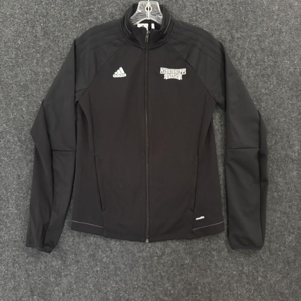 Mississippi State Bulldogs Jacket Women's Small Black Adidas Climalite Full Zip